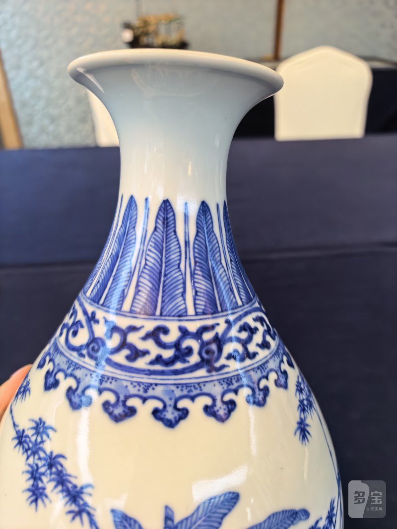 清咸丰 青花竹石芭蕉图玉壶春瓶 - 图5